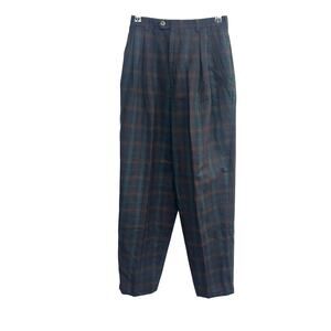 Dark academia plaid wool trousers vintage Lady Nash tailored pleated 8